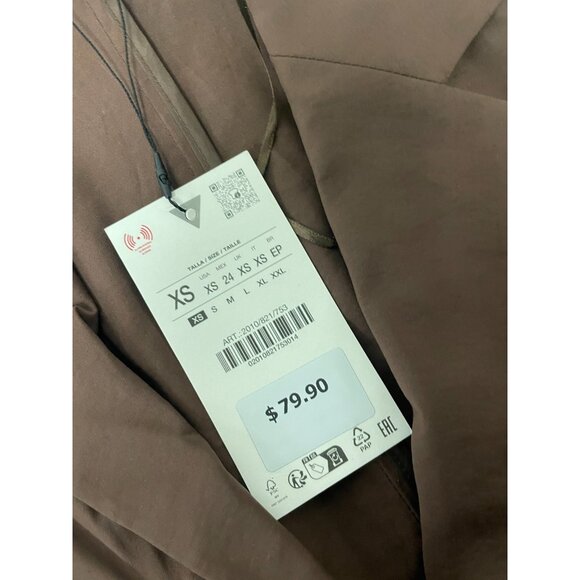 Zara Womens Blazer Suit Jacket XS Chocolate Brown Tie Belt 2010/821 NWT - Picture 6 of 14